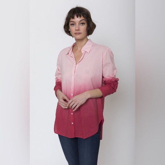 Xirena / Beau Ombre Cotton Poplin Button Up shirt horizon ombré red pink small s - Picture 3 of 10